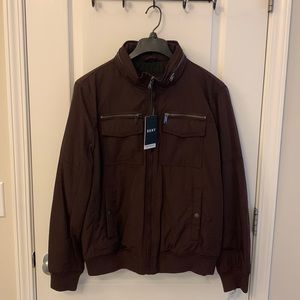 DKNY Brown / Maroon / Purple (Eggplant Color) Nylon Bomber Jacket